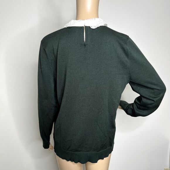 Cable & Gauge Green Lace Collar Sweater - Picture 3 of 8